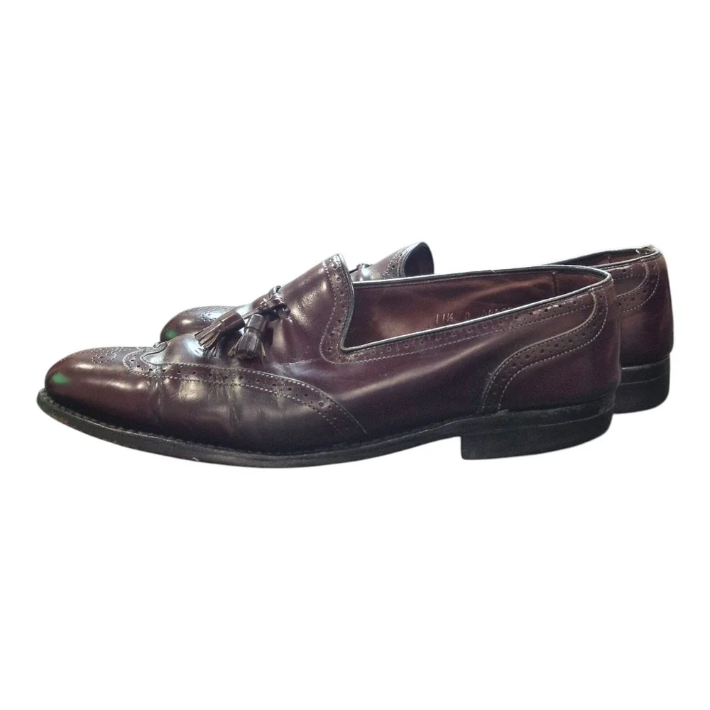 Allen Edmonds Berwick Leather‎ Loafers Wingtip Tassel Burgundy Men's 11.5 D
